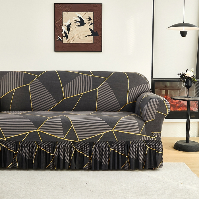 91家纺网 家纺一手货源 找家纺 共鸣沙发套 2024新款牛奶丝系列沙发套（裙摆款） 墨岩