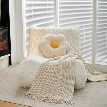 91家纺网 家纺一手货源 找家纺 共鸣沙发套 2024新款拉绒提花系列懒人沙发套 拉绒白色