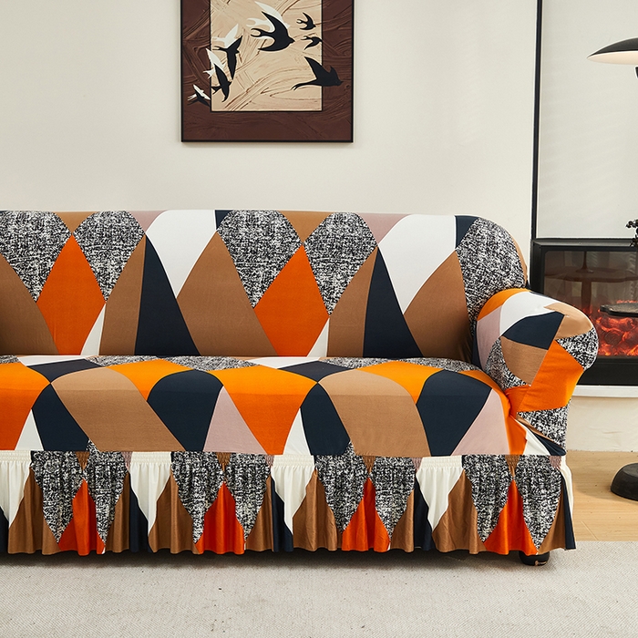 91家纺网 家纺一手货源 找家纺 共鸣沙发套 2024新款牛奶丝系列沙发套（裙摆款） 魔方