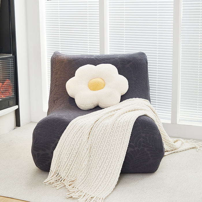 91家纺网 家纺一手货源 找家纺 共鸣沙发套 2024新款臻品提花系列懒人沙发套（织叶花系） 织叶碳灰