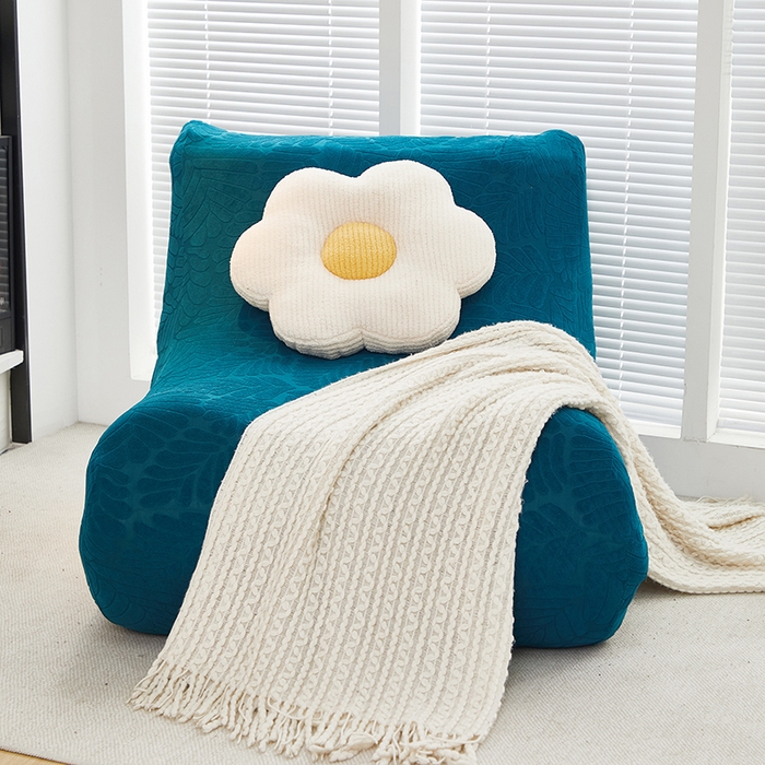 91家纺网 家纺一手货源 找家纺 共鸣沙发套 2024新款臻品提花系列懒人沙发套（织叶花系） 织叶杉绿