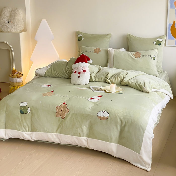 91家纺网 家纺一手货源 找家纺 （总）MIU缪家居 2024新款加厚保暖牛奶绒四件套-圣诞礼物