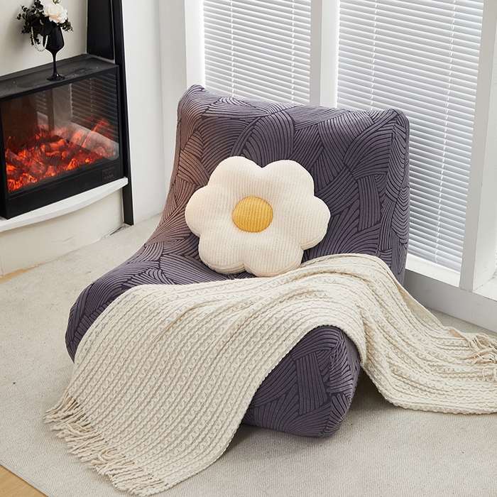 91家纺网 家纺一手货源 找家纺 共鸣沙发套 2024新款臻品提花系列懒人沙发套（枫纹花系） 枫纹深灰