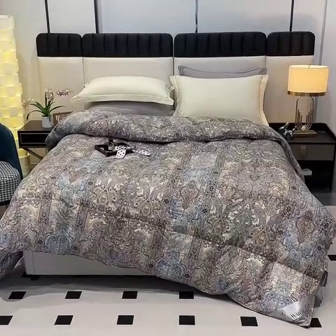 91家纺网 家纺一手货源 找家纺 御眠纺羽绒被壳 2024新款糯棉印花单层羽绒被壳软糯静音羽绒被壳厂家直销 摩纳哥蓝