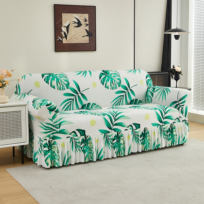 91家纺网 家纺一手货源 找家纺 共鸣沙发套 2024新款牛奶丝系列沙发套（裙摆款） 春意盎然