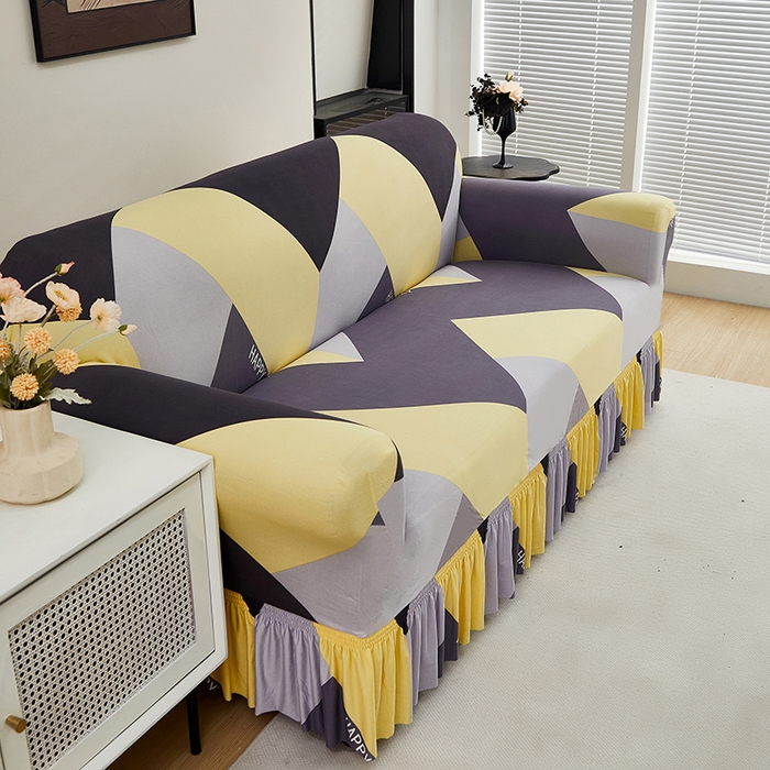 91家纺网 家纺一手货源 找家纺 共鸣沙发套 2024新款牛奶丝系列沙发套（裙摆款） 普罗旺斯