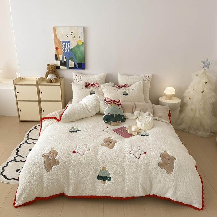 91家纺网 家纺一手货源 找家纺 （总）MIU缪家居 2024新款羊羔绒牛奶绒四件套-跳跳糖