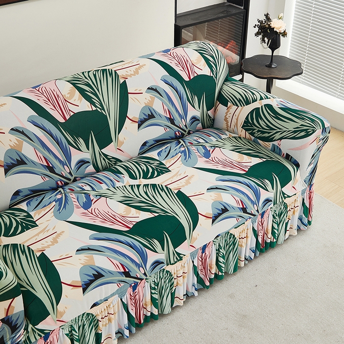 91家纺网 家纺一手货源 找家纺 共鸣沙发套 2024新款牛奶丝系列沙发套（裙摆款） 夏意