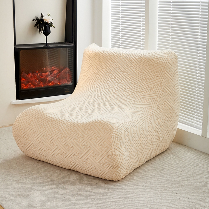 91家纺网 家纺一手货源 找家纺 共鸣沙发套 2024新款拉绒提花系列懒人沙发套 拉绒米黄