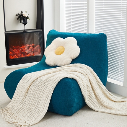 91家纺网 家纺一手货源 找家纺 共鸣沙发套 2024新款臻品提花系列懒人沙发套（织叶花系） 织叶杉绿