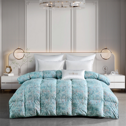 91家纺网 家纺一手货源 找家纺 御眠纺羽绒被壳 2024羽绒被壳印花糯棉静音软糯面料羽绒被壳厂家直销 小碎花清新绿