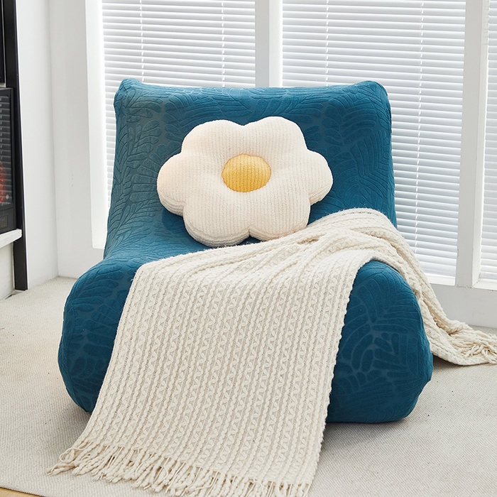 91家纺网 家纺一手货源 找家纺 共鸣沙发套 2024新款臻品提花系列懒人沙发套（织叶花系） 织叶净蓝