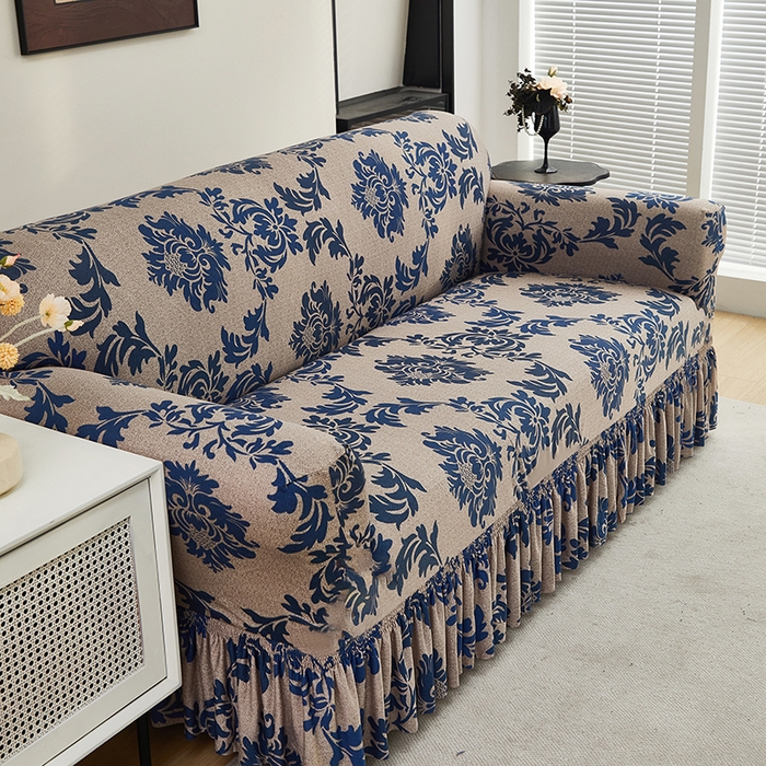 91家纺网 家纺一手货源 找家纺 共鸣沙发套 2024新款牛奶丝系列沙发套（裙摆款） 简欧