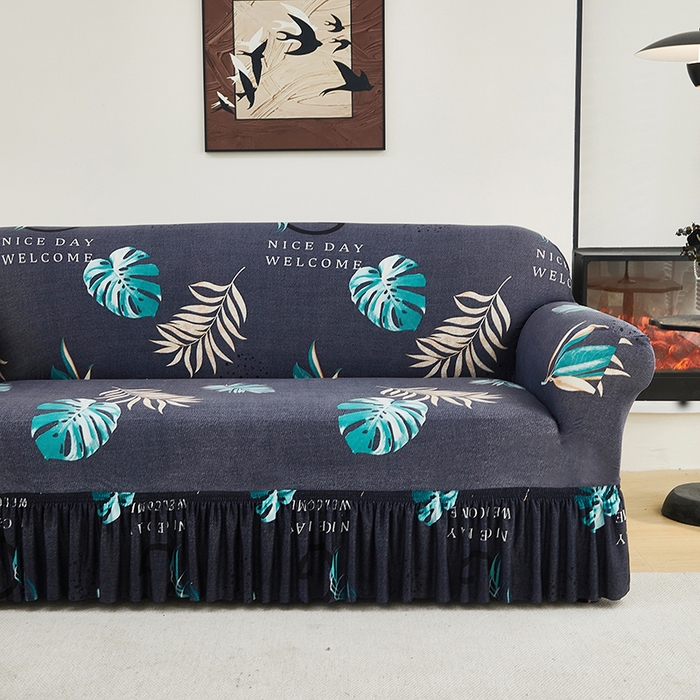 91家纺网 家纺一手货源 找家纺 共鸣沙发套 2024新款牛奶丝系列沙发套（裙摆款） 一叶知秋