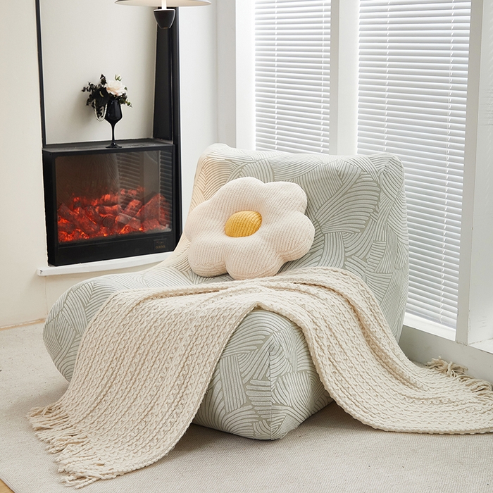 91家纺网 家纺一手货源 找家纺 共鸣沙发套 2024新款臻品提花系列懒人沙发套（枫纹花系） 枫纹灰绿