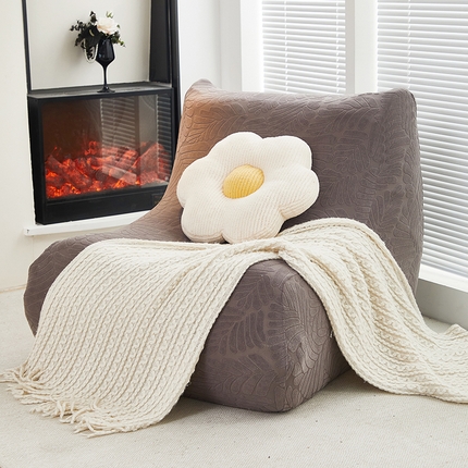 共鸣沙发套 2024新款臻品提花系列懒人沙发套（织叶花系） 织叶冷灰