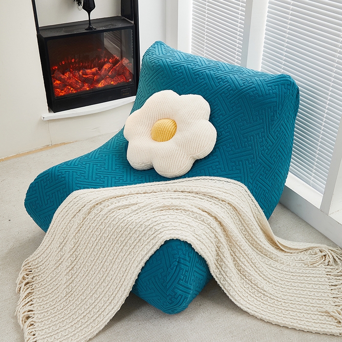 91家纺网 家纺一手货源 找家纺 共鸣沙发套 2024新款拉绒提花系列懒人沙发套 拉绒橄榄绿