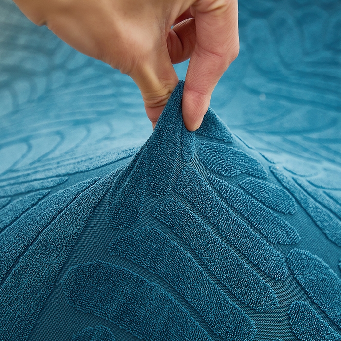 91家纺网 家纺一手货源 找家纺 共鸣沙发套 2024新款臻品提花系列懒人沙发套（织叶花系） 织叶净蓝