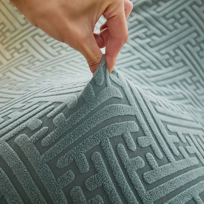 91家纺网 家纺一手货源 找家纺 共鸣沙发套 2024新款拉绒提花系列懒人沙发套 拉绒墨绿