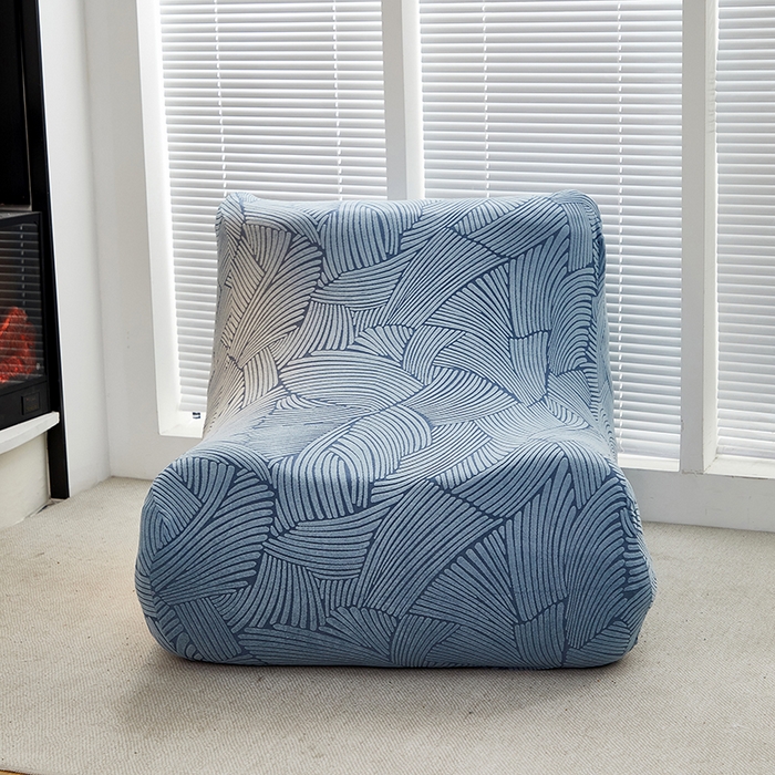 91家纺网 家纺一手货源 找家纺 共鸣沙发套 2024新款臻品提花系列懒人沙发套（枫纹花系） 枫纹净蓝