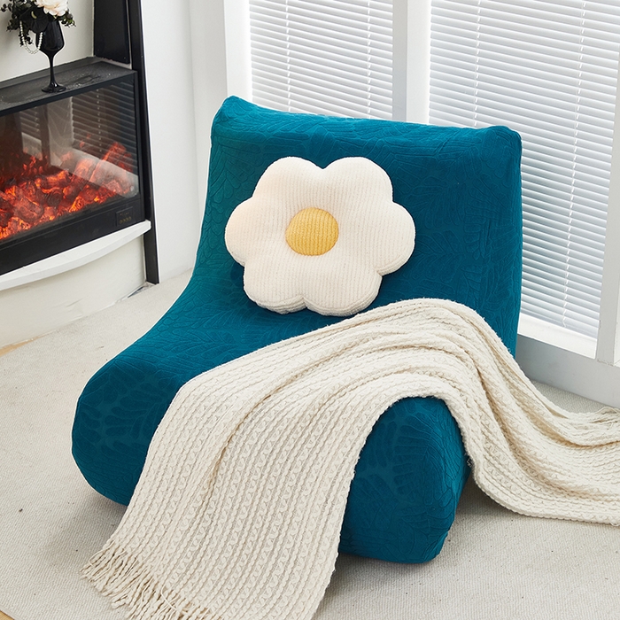 91家纺网 家纺一手货源 找家纺 共鸣沙发套 2024新款臻品提花系列懒人沙发套（织叶花系） 织叶杉绿