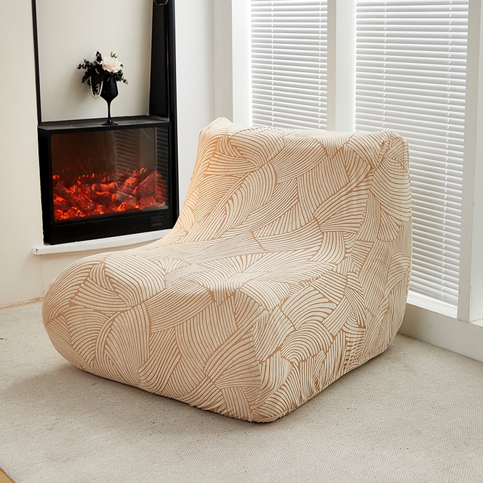 91家纺网 家纺一手货源 找家纺 共鸣沙发套 2024新款臻品提花系列懒人沙发套（枫纹花系） 枫纹驼色