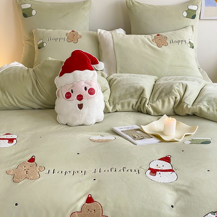 91家纺网 家纺一手货源 找家纺 （总）MIU缪家居 2024新款加厚保暖牛奶绒四件套-圣诞礼物