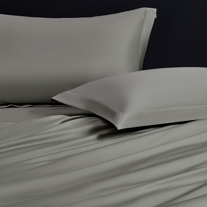 91家纺网 家纺一手货源 找家纺 轩和家居  2024新款70S长绒棉四件套 锦缎灰