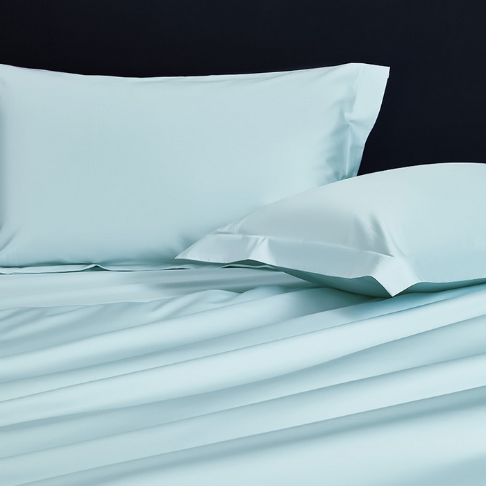 91家纺网 家纺一手货源 找家纺 轩和家居  2024新款70S长绒棉四件套 天青蓝