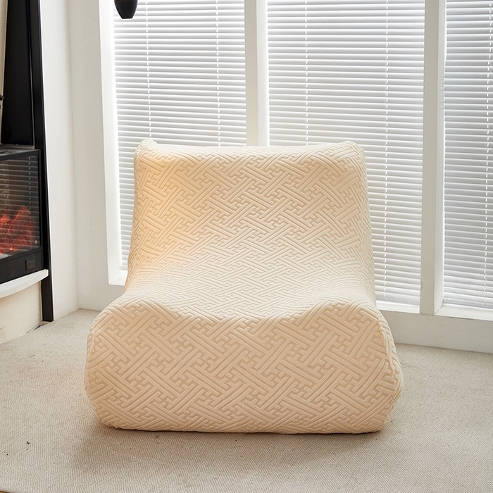 91家纺网 家纺一手货源 找家纺 共鸣沙发套 2024新款拉绒提花系列懒人沙发套 拉绒米黄