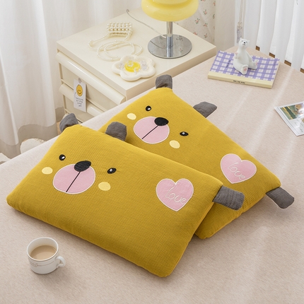 91家纺网 家纺一手货源 找家纺 （总）织布人 2024新款荞麦枕儿童学生卡通全棉双层纱萌萌熊枕套+荞麦枕芯