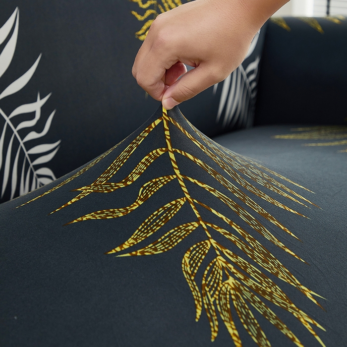 91家纺网 家纺一手货源 找家纺 共鸣沙发套 2024新款牛奶丝系列沙发套（裙摆款） 羽叶