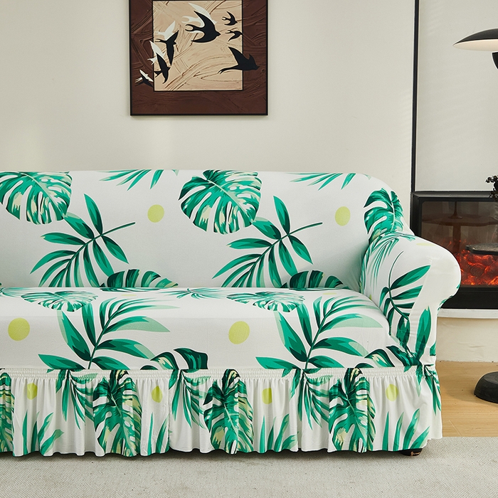 91家纺网 家纺一手货源 找家纺 共鸣沙发套 2024新款牛奶丝系列沙发套（裙摆款） 春意盎然