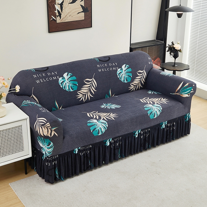 91家纺网 家纺一手货源 找家纺 共鸣沙发套 2024新款牛奶丝系列沙发套（裙摆款） 一叶知秋