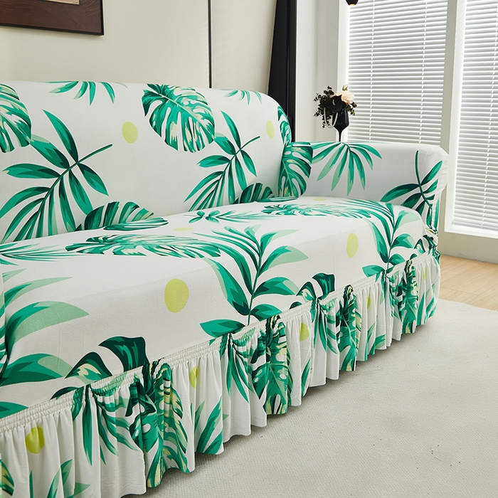 91家纺网 家纺一手货源 找家纺 共鸣沙发套 2024新款牛奶丝系列沙发套（裙摆款） 春意盎然