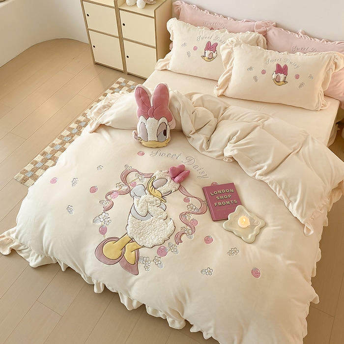 91家纺网 家纺一手货源 找家纺 MIU缪家居 2024新款加厚保暖牛奶绒四件套-黛西 黛西 奶黄