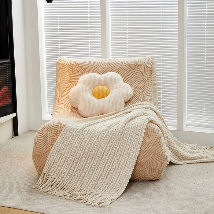 91家纺网 家纺一手货源 找家纺 共鸣沙发套 2024新款臻品提花系列懒人沙发套（枫纹花系） 枫纹驼色