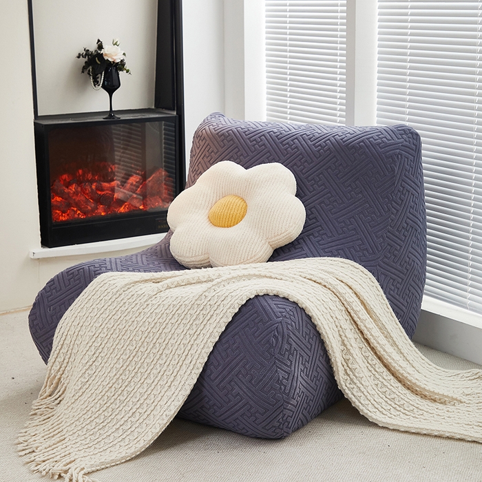 91家纺网 家纺一手货源 找家纺 共鸣沙发套 2024新款拉绒提花系列懒人沙发套 拉绒深灰