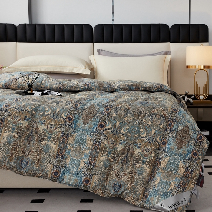 91家纺网 家纺一手货源 找家纺 御眠纺羽绒被壳 2024新款糯棉印花单层羽绒被壳软糯静音羽绒被壳厂家直销 摩纳哥蓝