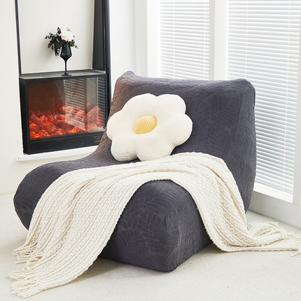 共鸣沙发套 2024新款臻品提花系列懒人沙发套（织叶花系） 织叶碳灰