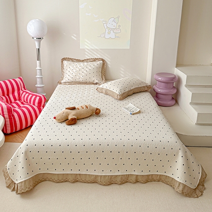 91家纺网 家纺一手货源 找家纺 （总）源舜 2025新款云感皱皱纱法式床盖三件套