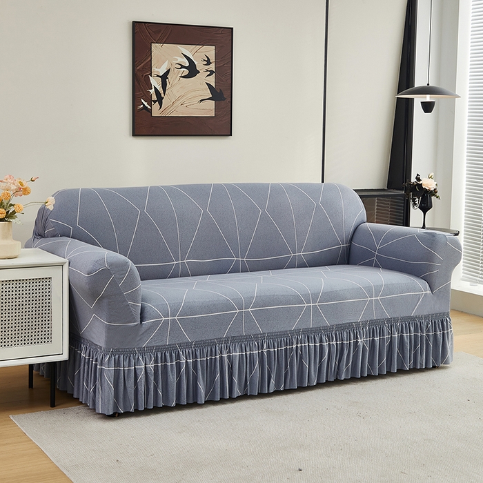 91家纺网 家纺一手货源 找家纺 共鸣沙发套 2024新款牛奶丝系列沙发套（裙摆款） 几何人生