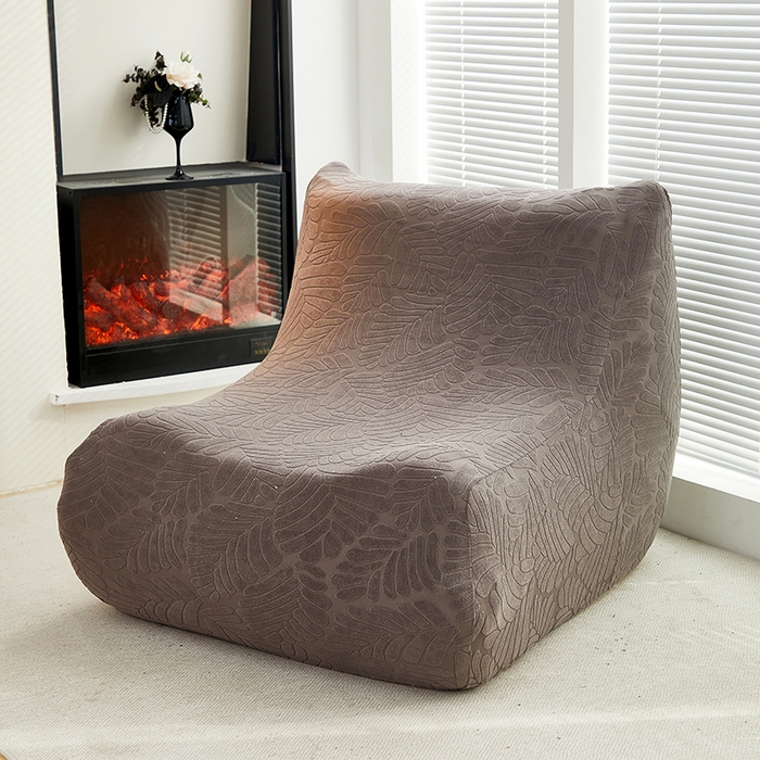 91家纺网 家纺一手货源 找家纺 共鸣沙发套 2024新款臻品提花系列懒人沙发套（织叶花系） 织叶冷灰