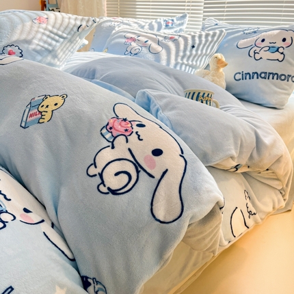 91家纺网 家纺一手货源 找家纺 （总）美澳家纺 2024新款200克三丽鸥系列卡通印花牛奶绒单被套三四件套