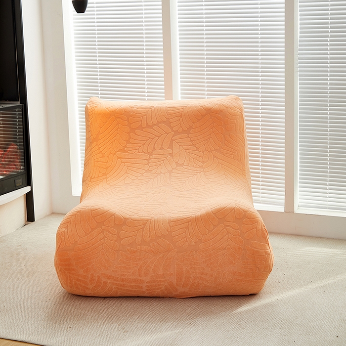 91家纺网 家纺一手货源 找家纺 共鸣沙发套 2024新款臻品提花系列懒人沙发套（织叶花系） 织叶卡橙