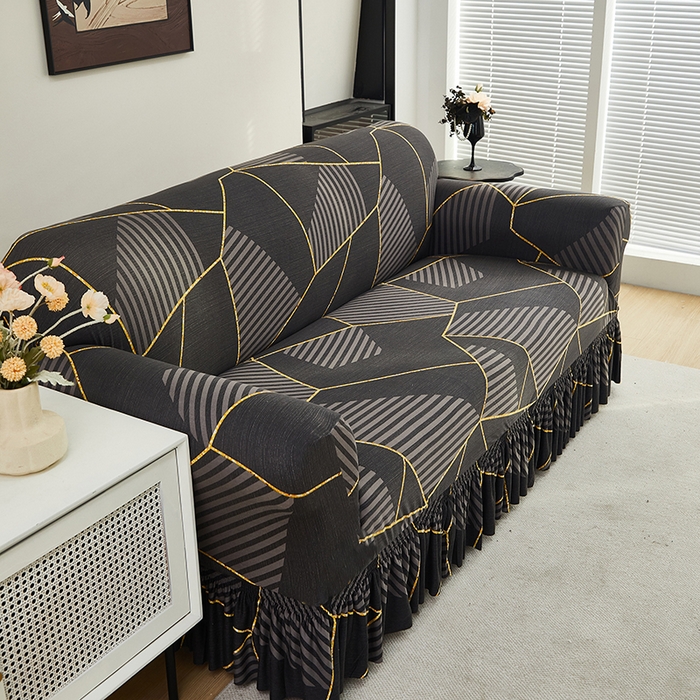 91家纺网 家纺一手货源 找家纺 共鸣沙发套 2024新款牛奶丝系列沙发套（裙摆款） 墨岩