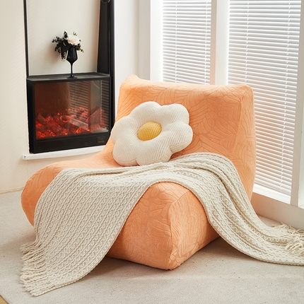 共鸣沙发套 2024新款臻品提花系列懒人沙发套（织叶花系） 织叶卡橙