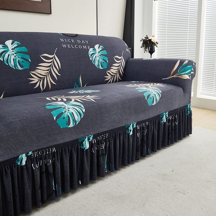 91家纺网 家纺一手货源 找家纺 共鸣沙发套 2024新款牛奶丝系列沙发套（裙摆款） 一叶知秋