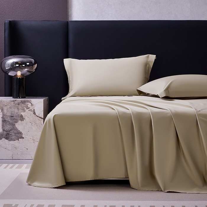 91家纺网 家纺一手货源 找家纺 轩和家居  2024新款70S长绒棉四件套 浮光金