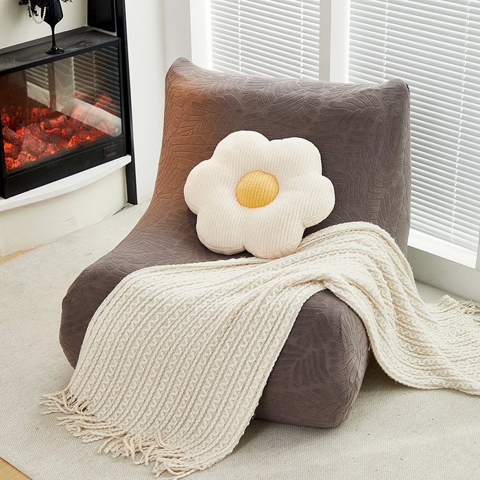 91家纺网 家纺一手货源 找家纺 共鸣沙发套 2024新款臻品提花系列懒人沙发套（织叶花系） 织叶冷灰